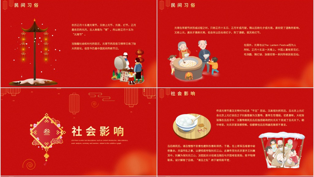 元宵节民间习俗传承PPT模板 元宵节民间习俗传承PPT模板
