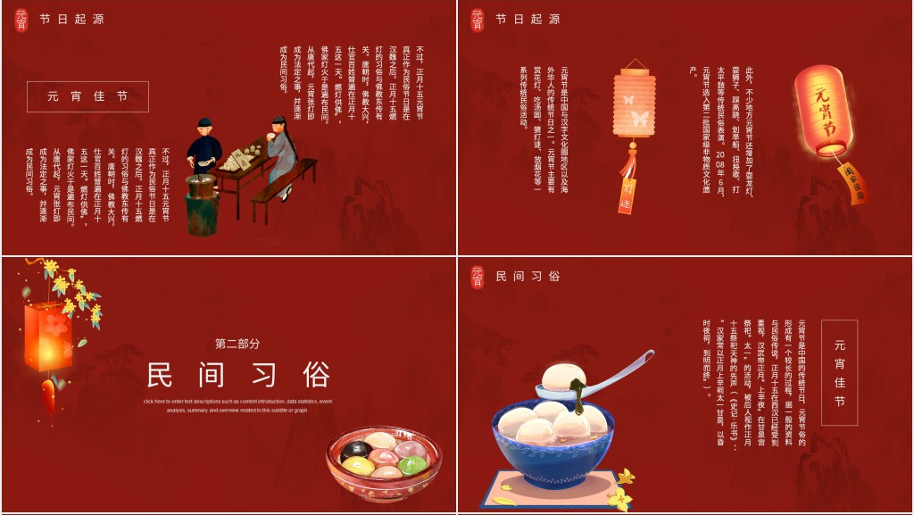 简述元宵节的节日起源PPT模板 简述元宵节的节日起源PPT模板