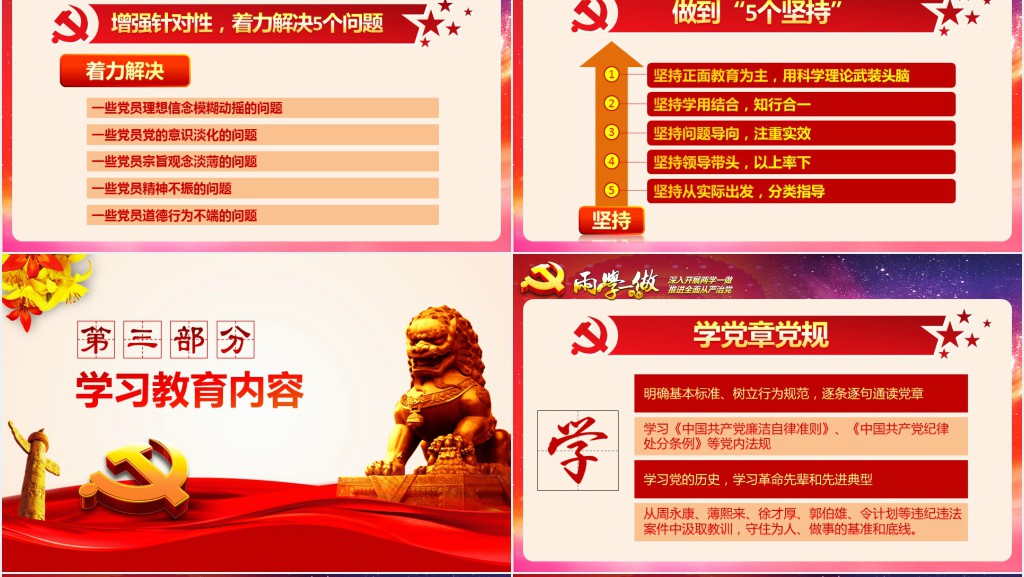 党政风教师两学一做PPT党课