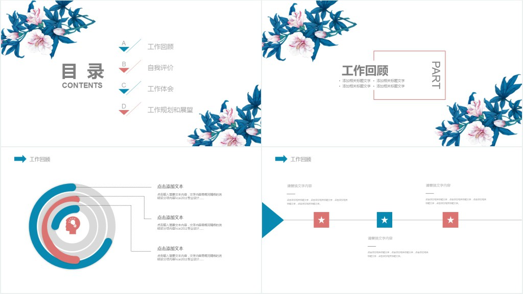 插花员年底述职报告PPT模板 插花员年底述职报告PPT模板