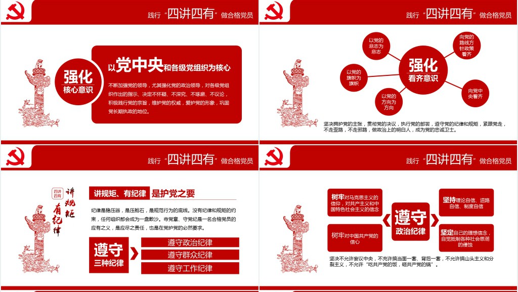 讲政治规矩道德奉献有信念纪律品行作为PPT模板 讲政治规矩道德奉献有信念纪律品行作为PPT模板