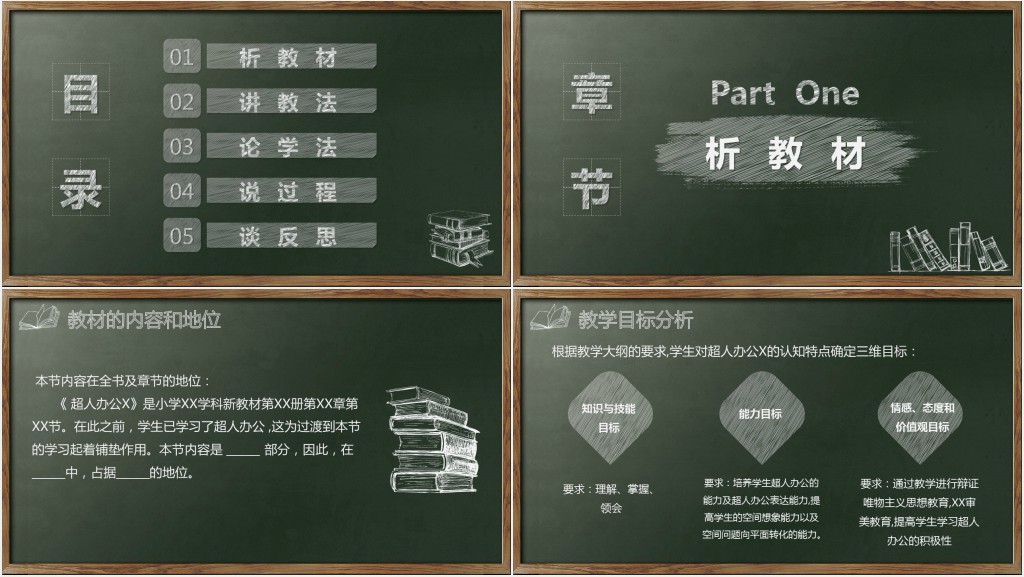 黑板风通用说课教学PPT模板 黑板风通用说课教学PPT模板