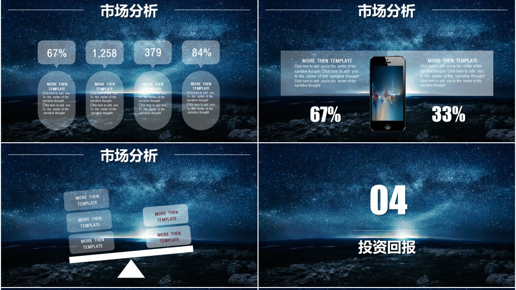 蓝色星空商业投资项目计划书PPT模板 蓝色星空商业投资项目计划书PPT模板
