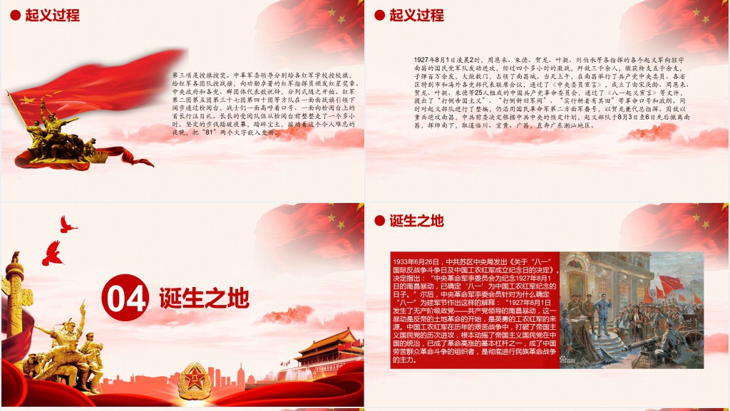 八一建军节91周年节日介绍PPT模板