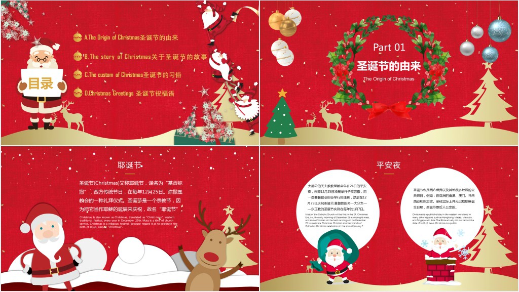 浪漫圣诞节英文介绍PPT课件 浪漫圣诞节英文介绍PPT课件