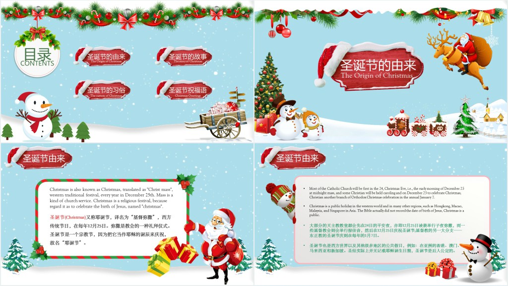 西方圣诞节英语介绍ppt模板 西方圣诞节英语介绍ppt模板