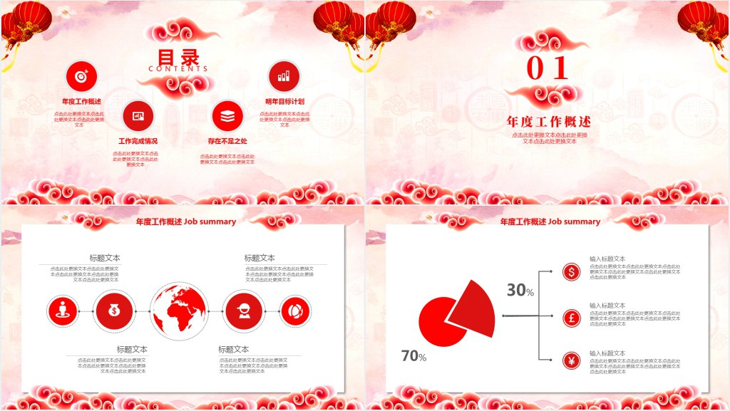 喜庆猪年年终总结汇报PPT模板 喜庆猪年年终总结汇报PPT模板