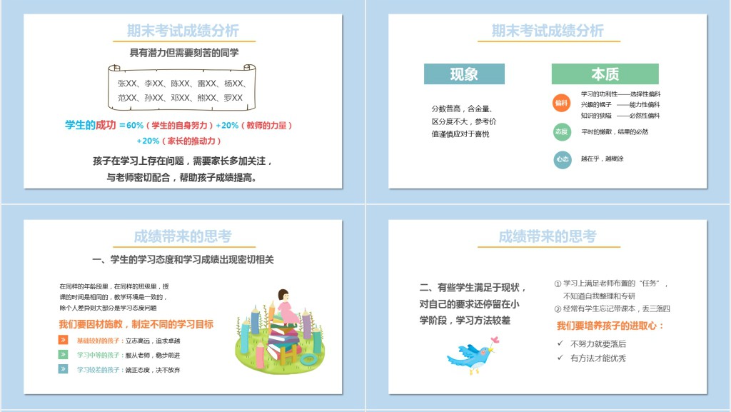 创意小学三年级期末家长会PPT模板