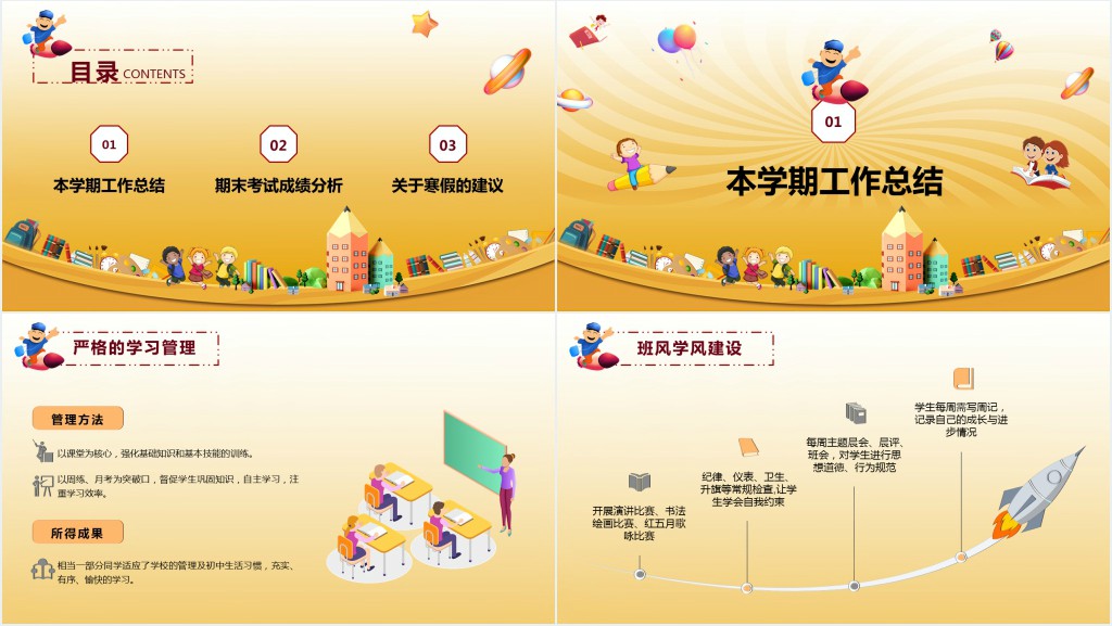 小学六年级期末家长会流程PPT模板