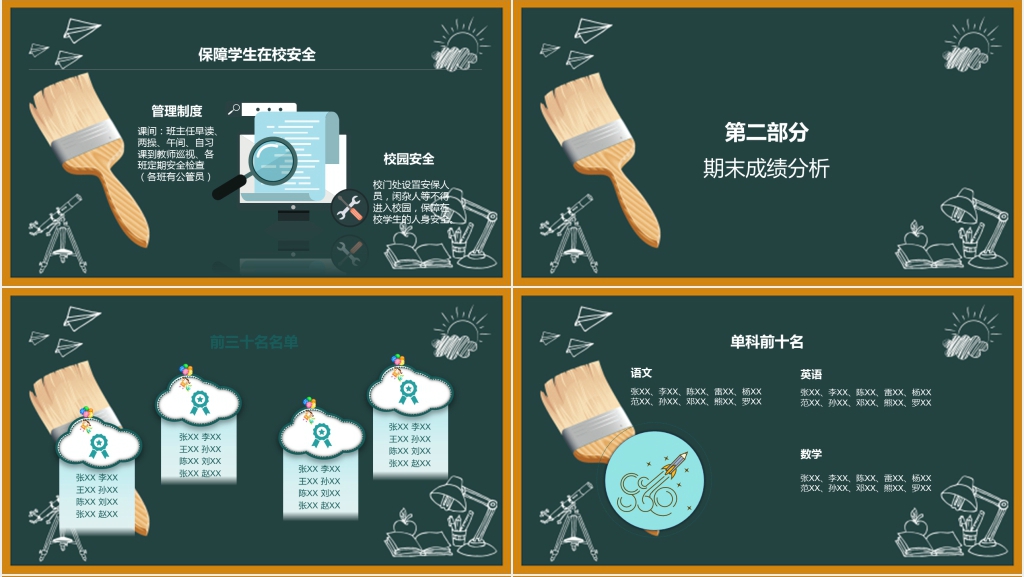 黑板风七年级上学期期末家长会PPT课件 黑板风七年级上学期期末家长会PPT课件
