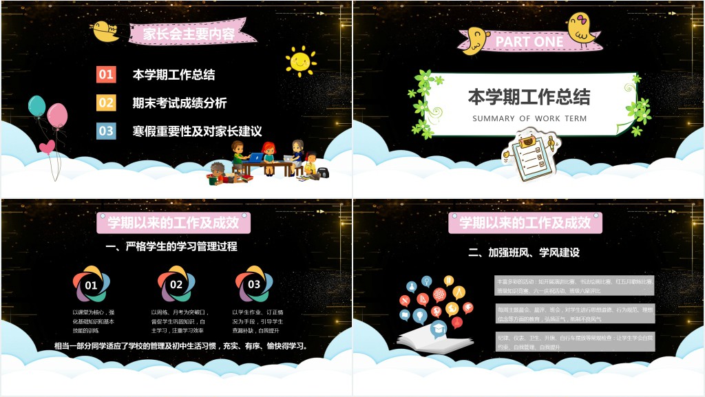 卡通风小学二年级期末家长会PPT课件 卡通风小学二年级期末家长会PPT课件