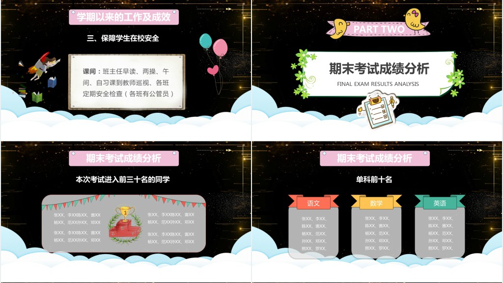 卡通风小学二年级期末家长会PPT课件 卡通风小学二年级期末家长会PPT课件