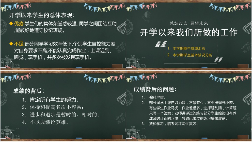 高二家长会黑板主题PPT模板