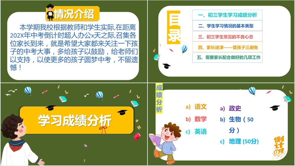 初三老师开家长会PPT模板 初三老师开家长会PPT模板
