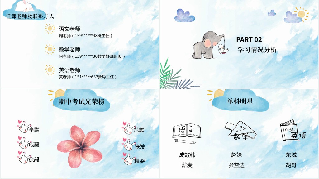 卡通风小学五年级家长会主题PPT模板 卡通风小学五年级家长会主题PPT模板