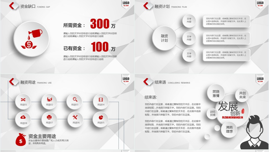白色微粒体创业融资计划书PPT模板 白色微粒体创业融资计划书PPT模板