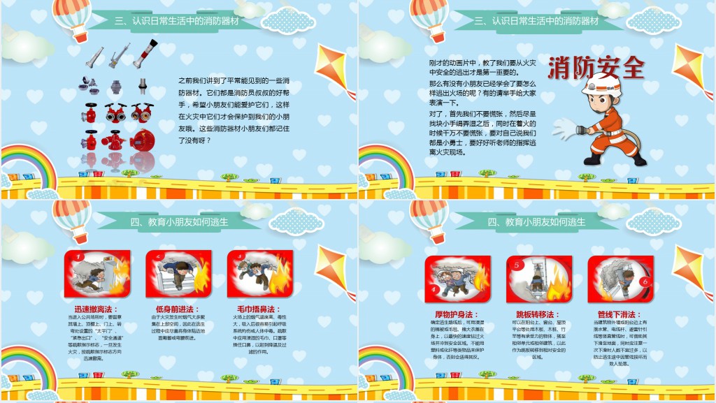 卡通小朋友上消防安全课PPT课件 卡通小朋友上消防安全课PPT课件