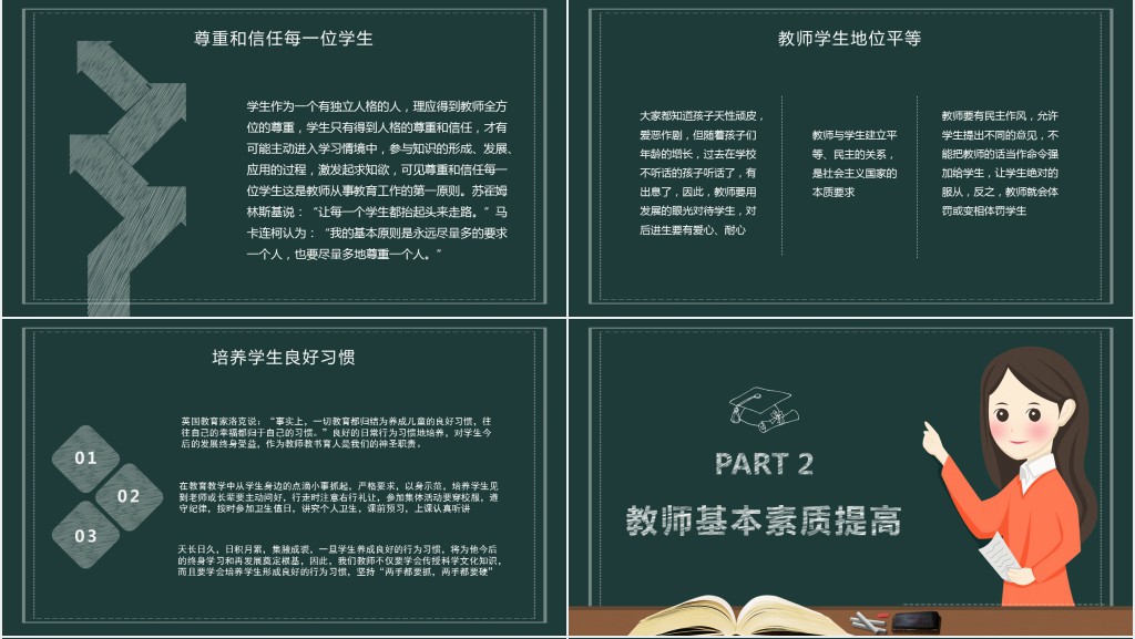 卡通黑板背景暑假教师培训心得PPT模板 卡通黑板背景暑假教师培训心得PPT模板