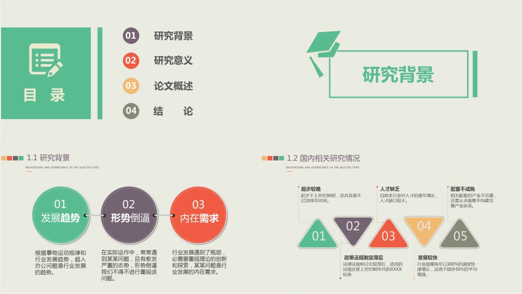 免费多色复古论文答辩PPT模板 免费多色复古论文答辩PPT模板