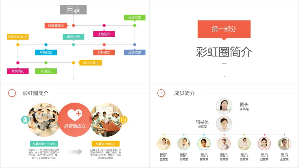 彩虹圈QCC成果汇报PPT模板