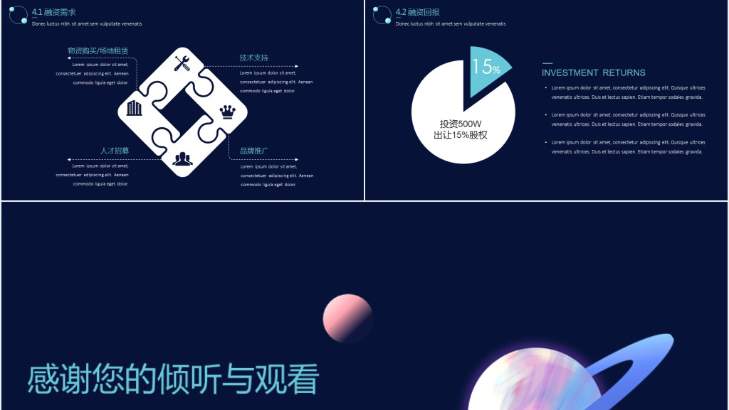 深蓝科技商业计划书PPT模板