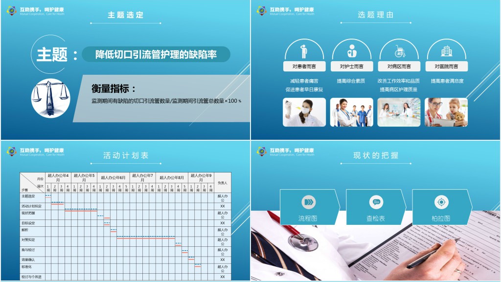 qcc呵护圈品管圈PPT模板 qcc呵护圈品管圈PPT模板