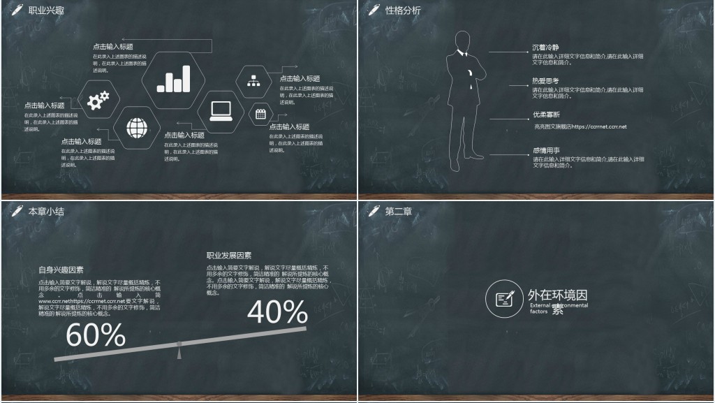 黑板风职业生涯规划PPT模板