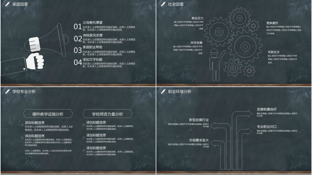 黑板风职业生涯规划PPT模板