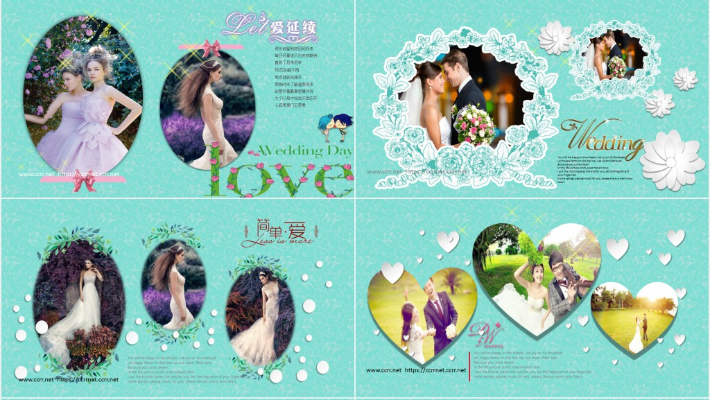 欧式花纹相册婚礼PPT模板