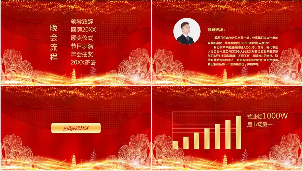 2019猪年年会颁奖典礼工作总结PPT模板