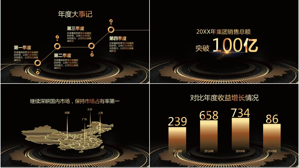 年终年会黑金色颁奖典礼PPT模板 年终年会黑金色颁奖典礼PPT模板