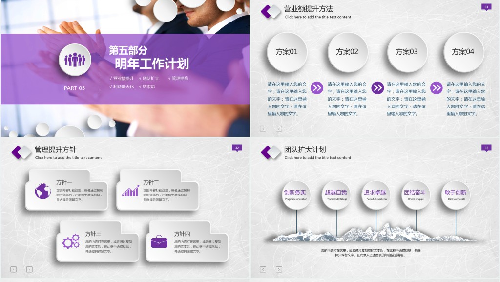 紫色微粒体工作报告总结PPT模板 紫色微粒体工作报告总结PPT模板