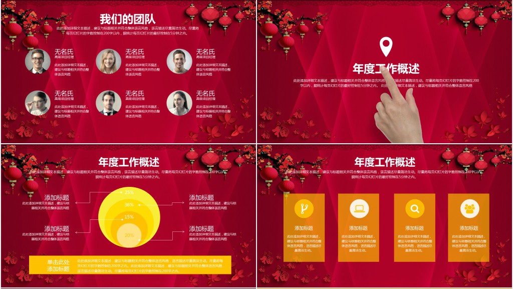 大红中国风工作汇报年终总结PPT模板 大红中国风工作汇报年终总结PPT模板