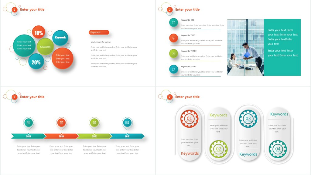 彩色圆圈简洁英文版公司介绍PPT模板