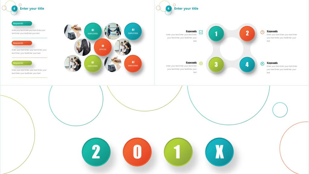 彩色圆圈简洁英文版公司介绍PPT模板