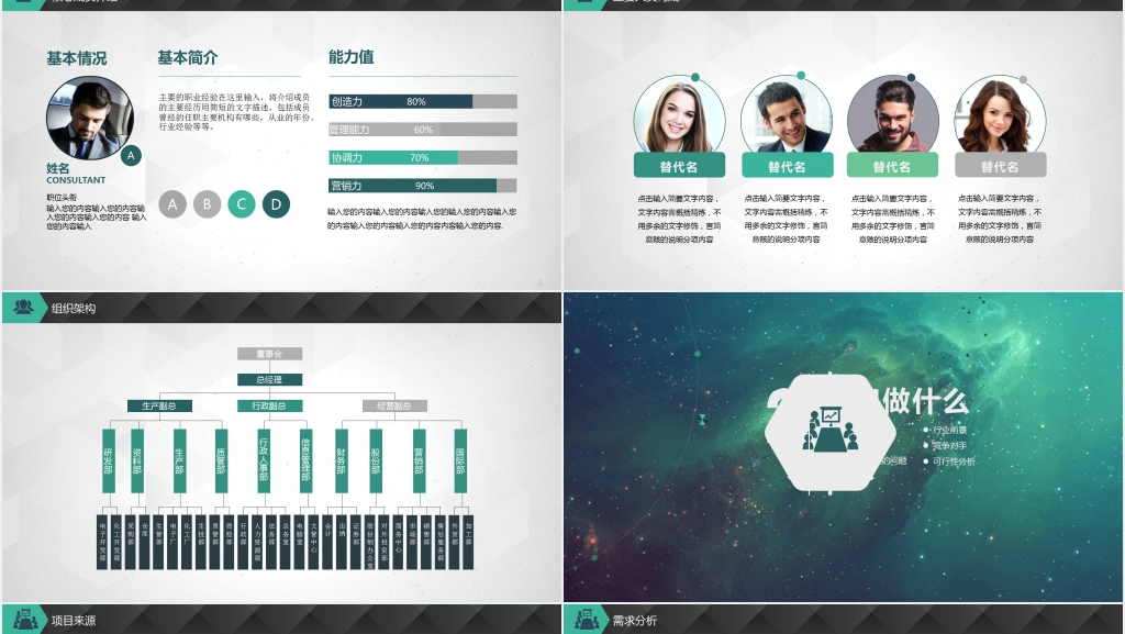 青色淡雅通用初创企业/创业商业融资计划书PPT模板