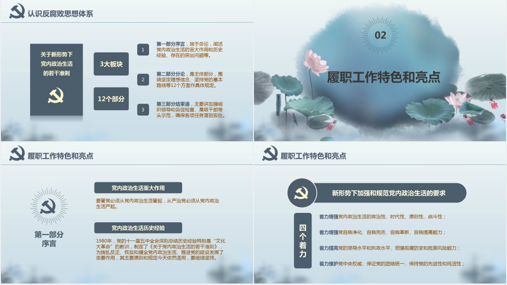 水墨风党建党风反腐廉政汇报PPT范文 水墨风党建党风反腐廉政汇报PPT范文