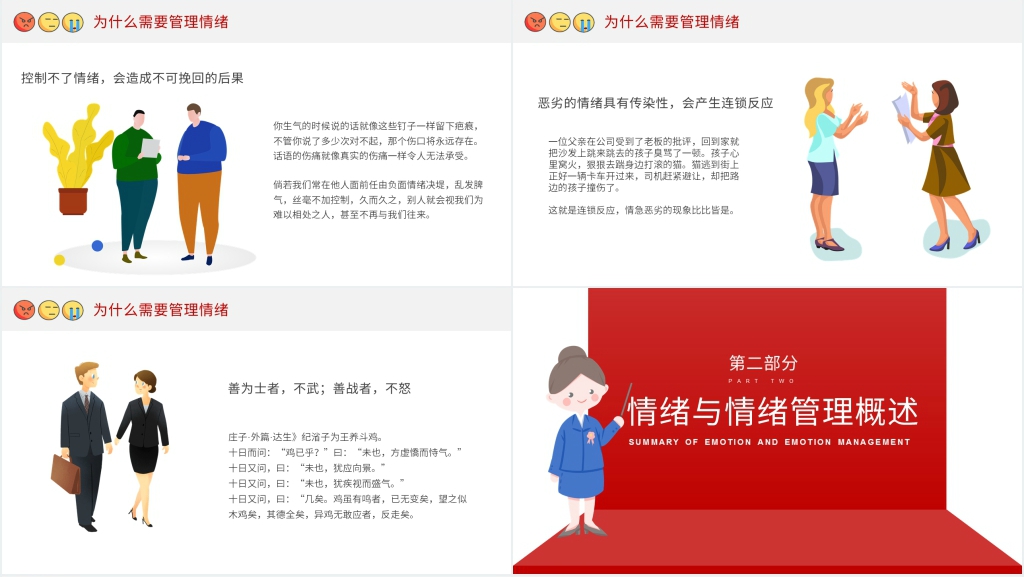 卡通员工情绪管理课程PPT模板