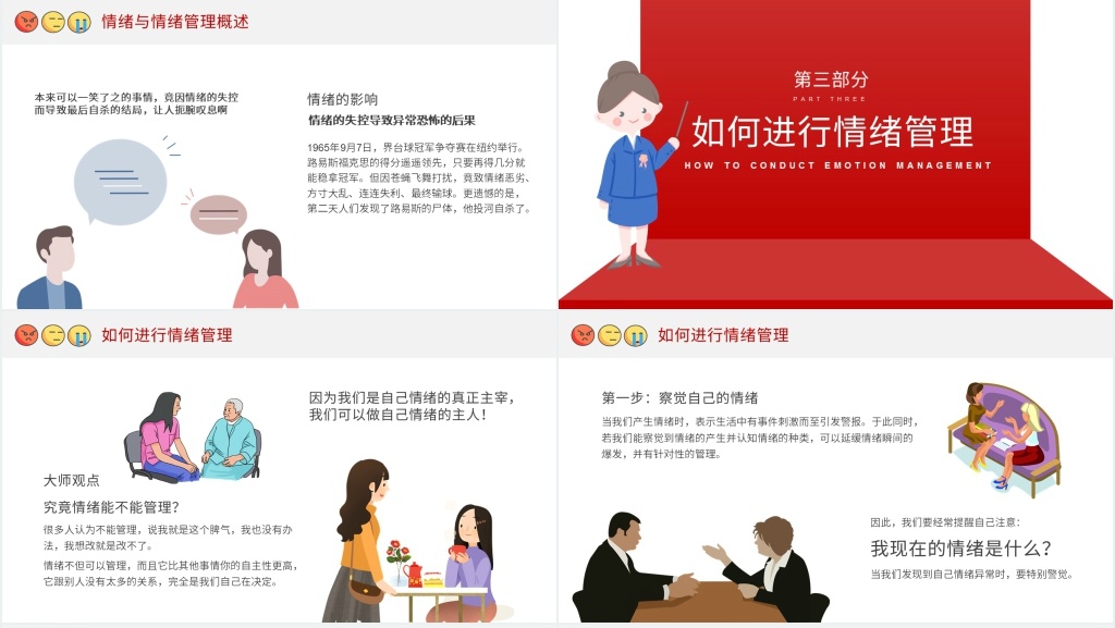 卡通员工情绪管理课程PPT模板
