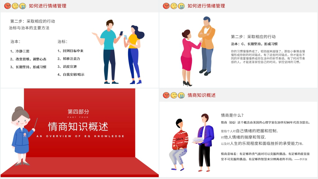 卡通员工情绪管理课程PPT模板
