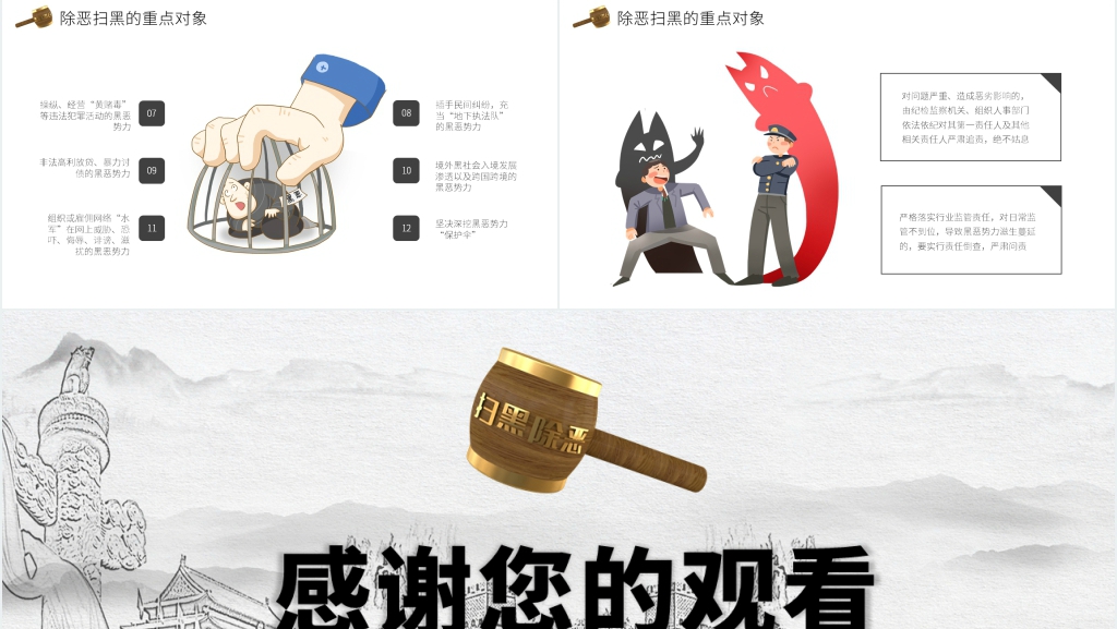 政府监察院公安局扫黑除恶宣传PPT模板