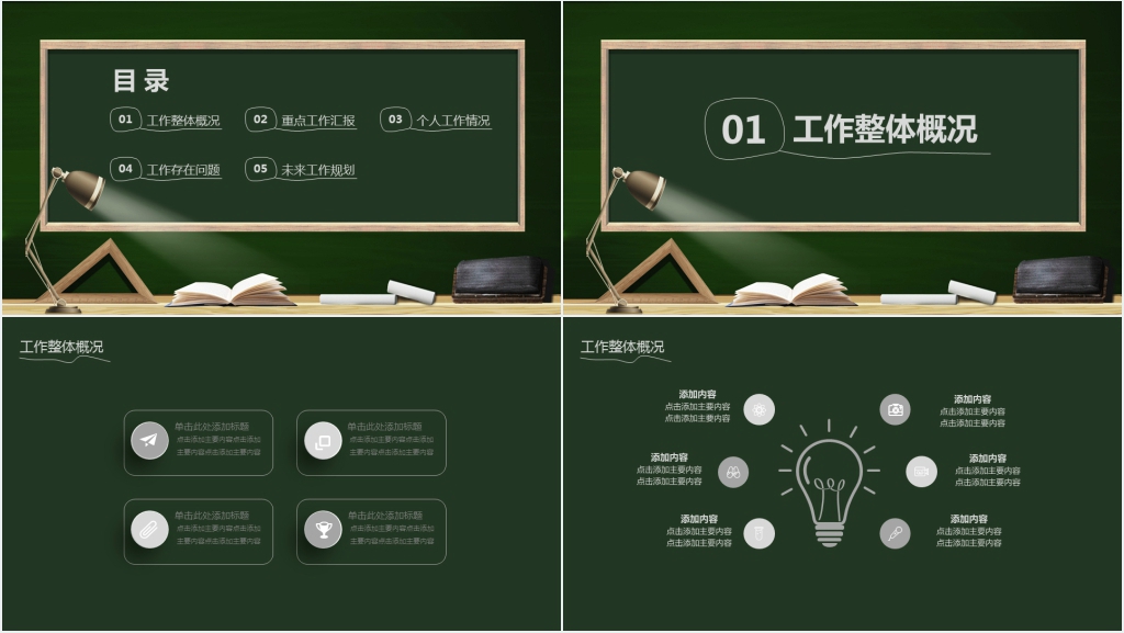 黑板风述职报告动态PPT模板