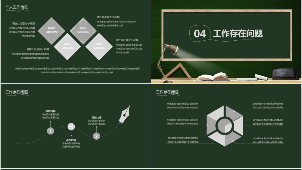 黑板风述职报告动态PPT模板