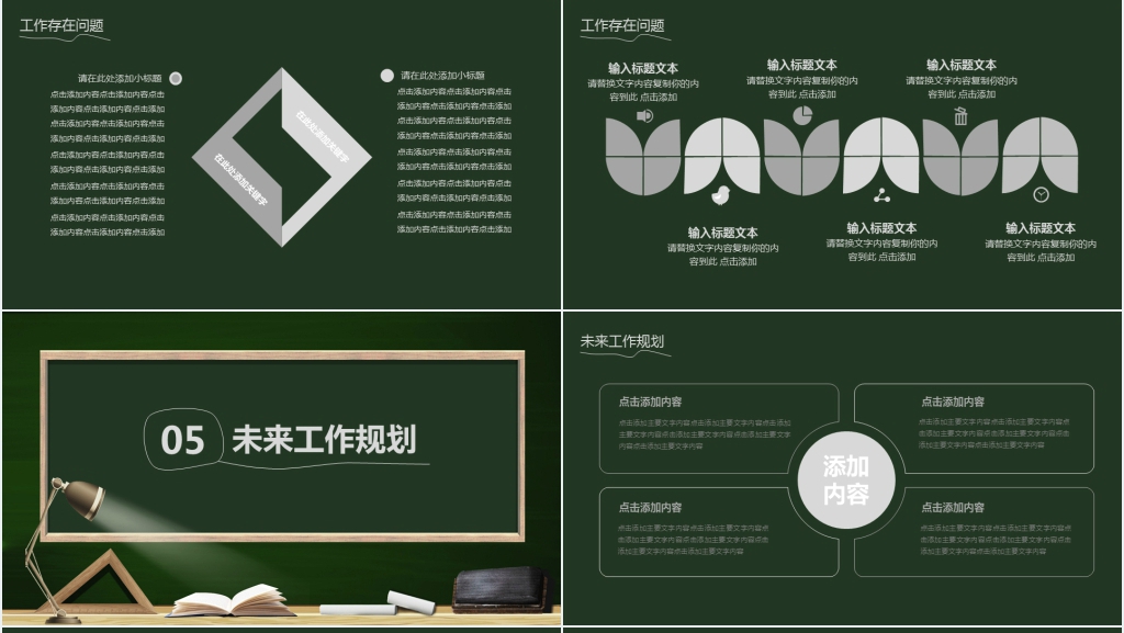 黑板风述职报告动态PPT模板