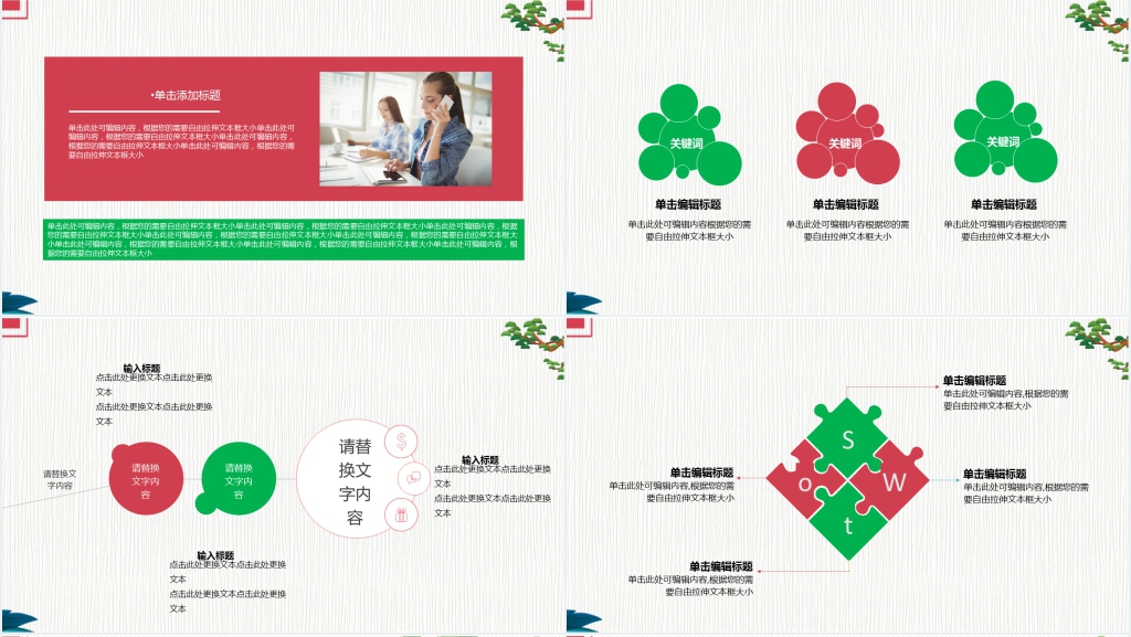 文艺风格商务述职报告PPT模板