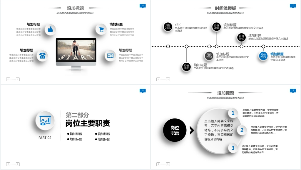 商务简约工作述职报告PPT模板