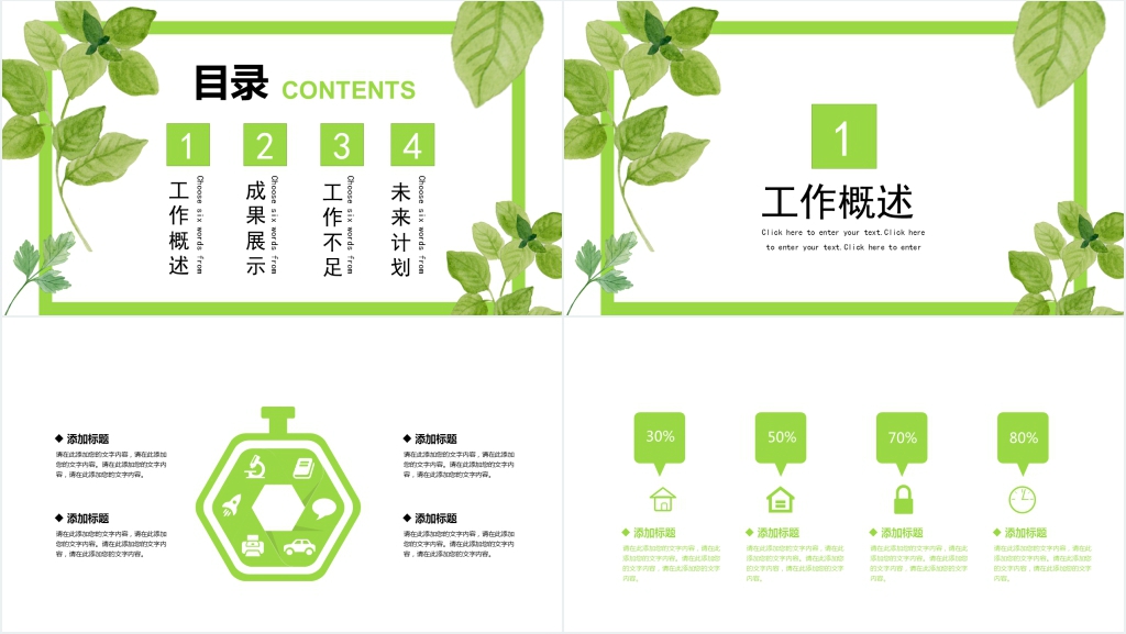 简约绿色述职报告PPT模板