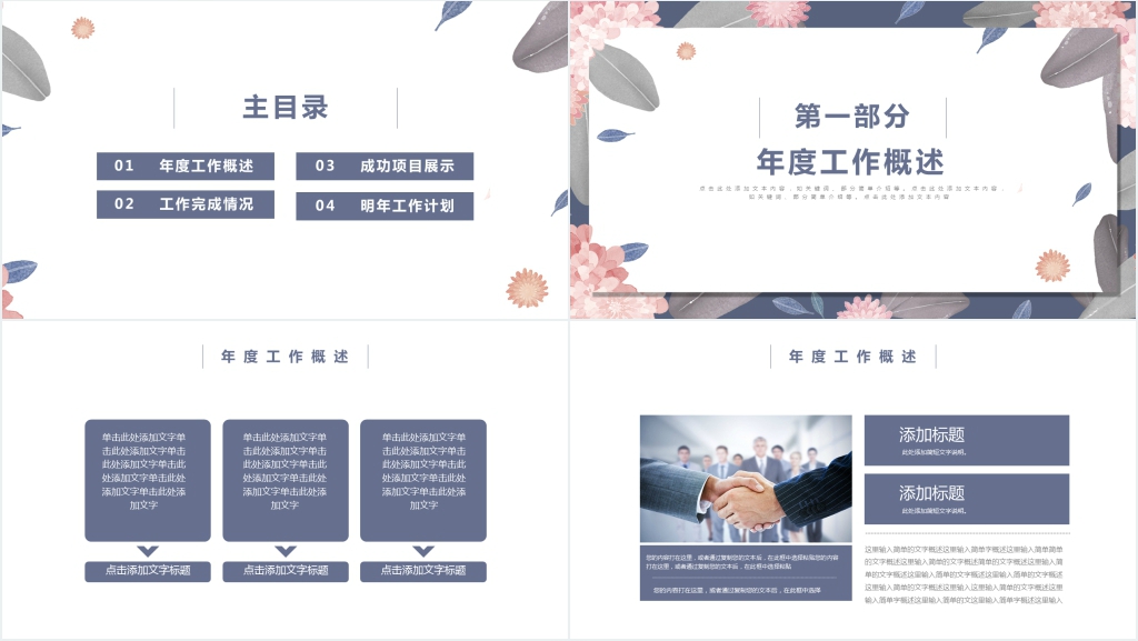 清新文艺风工作述职汇报PPT模板