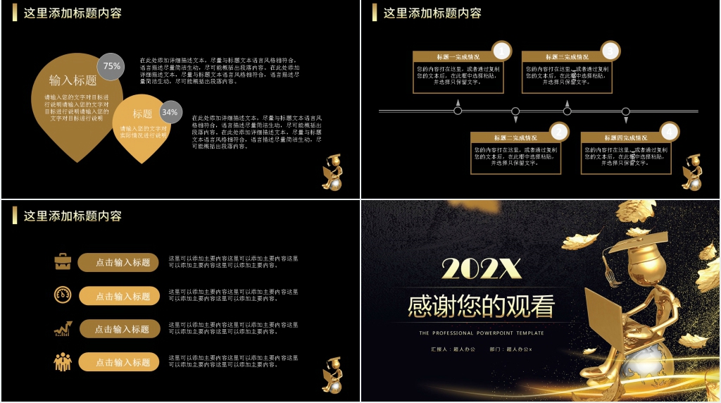 黑金大气部门年终总结PPT模板