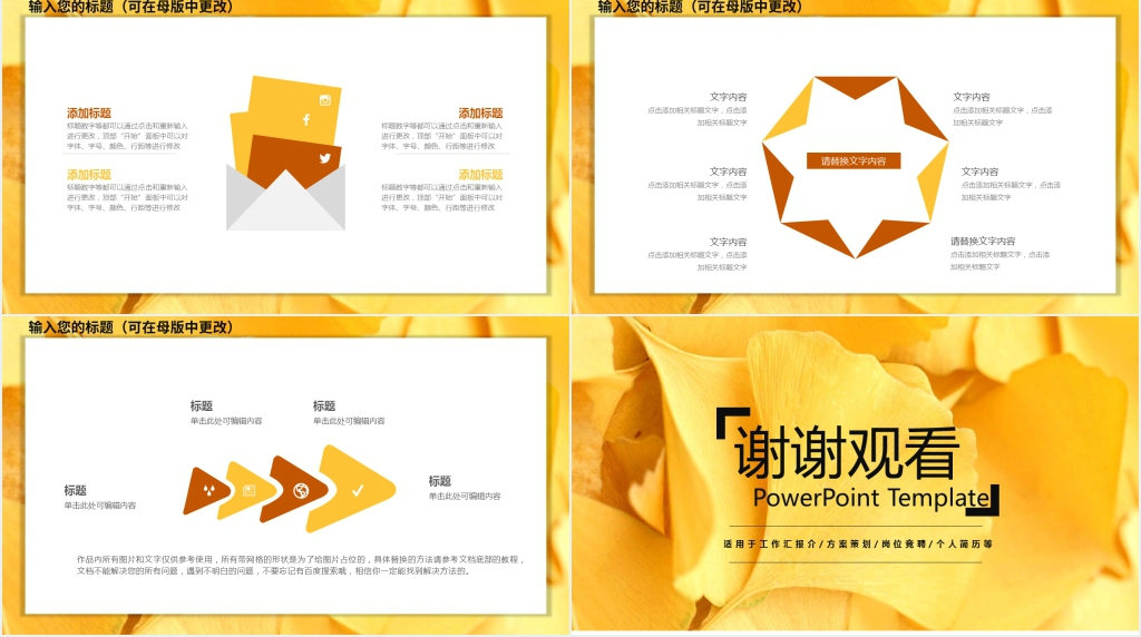 金色简约述职报告PPT模板